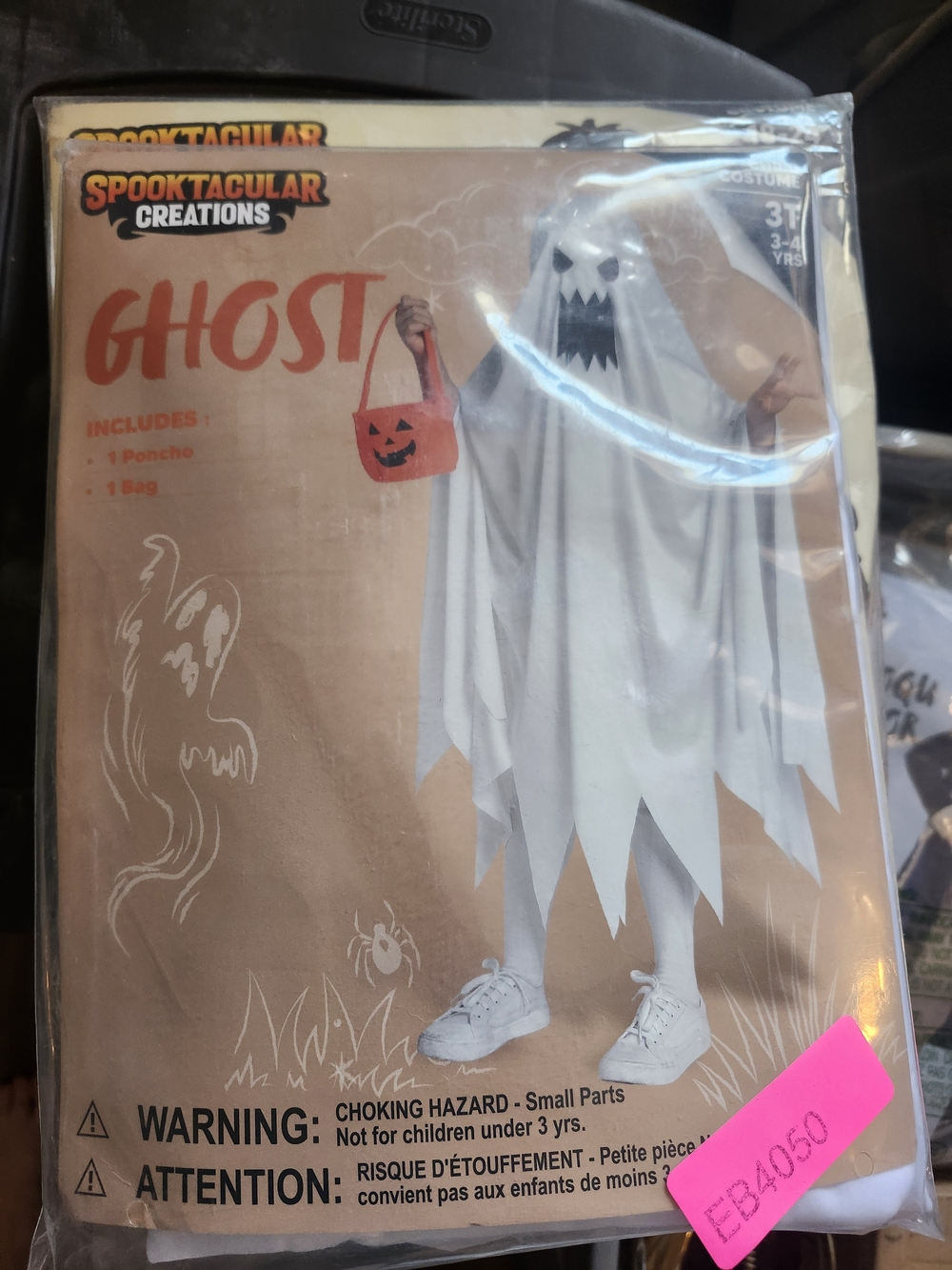 Kids White Ghost Costume with Pumpkin Bag